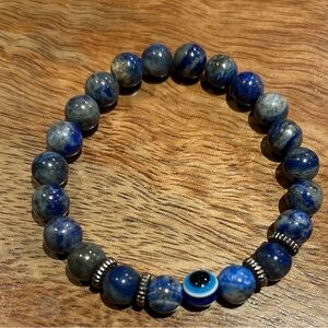 Lapis Lazuli Bracelet with Evil Eye Charm